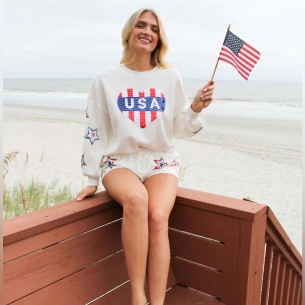 USA Heart Women’s	Olympic Short Sweatshirt Set